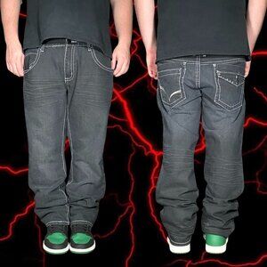 straight baggy studded y2k grunge skater jeans